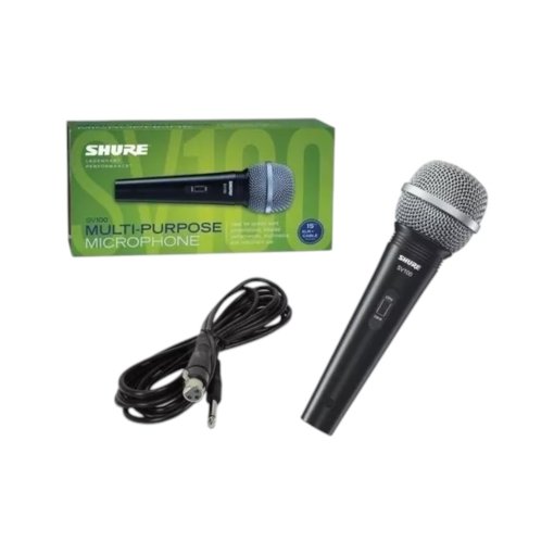 Micrófono Dinámico Cardiode Shure SV100 - Color Negro/Plateado - Ideal para Presentaciones y Grabaciones