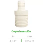 Cople de Inserción Conekta 4 a 2" - Reducción Compacta y Fiable - cp27 - Diseñado para Grandes Instalaciones
