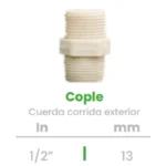 Cople de Cuerda Corrida Exterior Conekta 1/2" - Alta Calidad y Precisión - cpcc1 - Ideal para Conexiones Profesionales