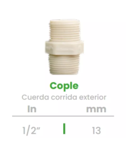 Cople de Cuerda Corrida Exterior Conekta 1/2" - Alta Calidad y Precisión - cpcc1 - Ideal para Conexiones Profesionales