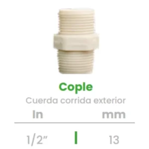 Cople de Cuerda Corrida Exterior Conekta 1/2" - Alta Calidad y Precisión - cpcc1 - Ideal para Conexiones Profesionales