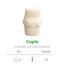 Cople de Cuerda Corrida Exterior Conekta 3/4" - Diseño Compacto y Duradero - cpcc2 - Compatible con Sistemas Residenciales
