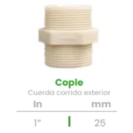 Cople de Cuerda Corrida Exterior Conekta 1" - Construcción Resistente y Versátil - cpcc3 - Diseñado para Conexiones de Agua