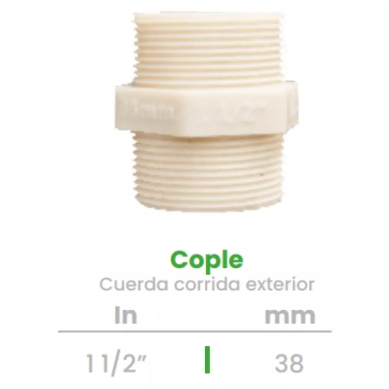 Cople de Cuerda Corrida Exterior Conekta 1 1/2" - Alta Resistencia y Calidad Superior - cpcc5 - Ideal para Sistemas Comerciales