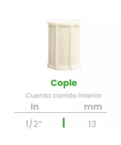 Cople de Cuerda Corrida Interior Conekta 1/2" - Solución Compacta y Funcional - cpci1 - Perfecto para Proyectos Hidráulicos