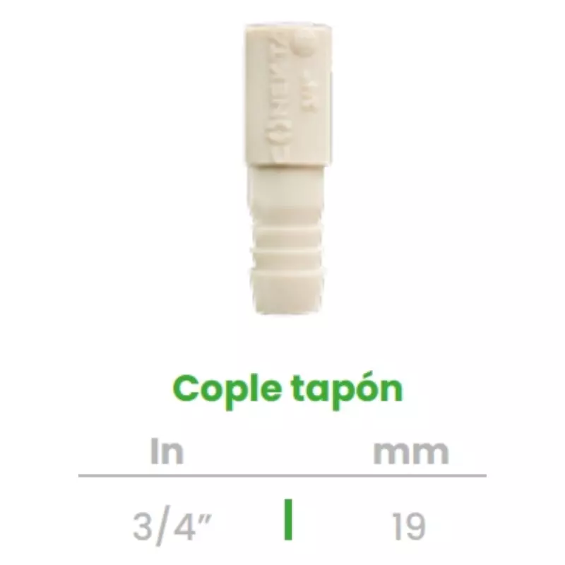 Cople de Inserción con Tapón Conekta 3/4" - Construcción Resistente y Versátil - cpt2 - Ideal para Sistemas de Agua