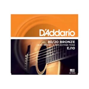 Cuerdas para Guitarra Electroacústica D'Addario EJ10 Bronze 80/20 - Sonido Brillante y Duradero