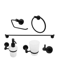 JGO. DE ACCESORIOS BAÑO 6 PZ NEGRO MATE DICA