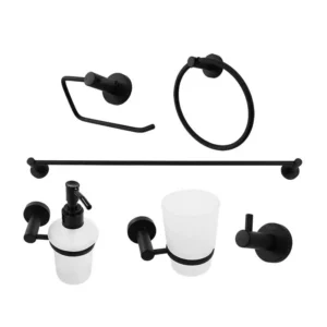 JGO. DE ACCESORIOS BAÑO 6 PZ NEGRO MATE DICA