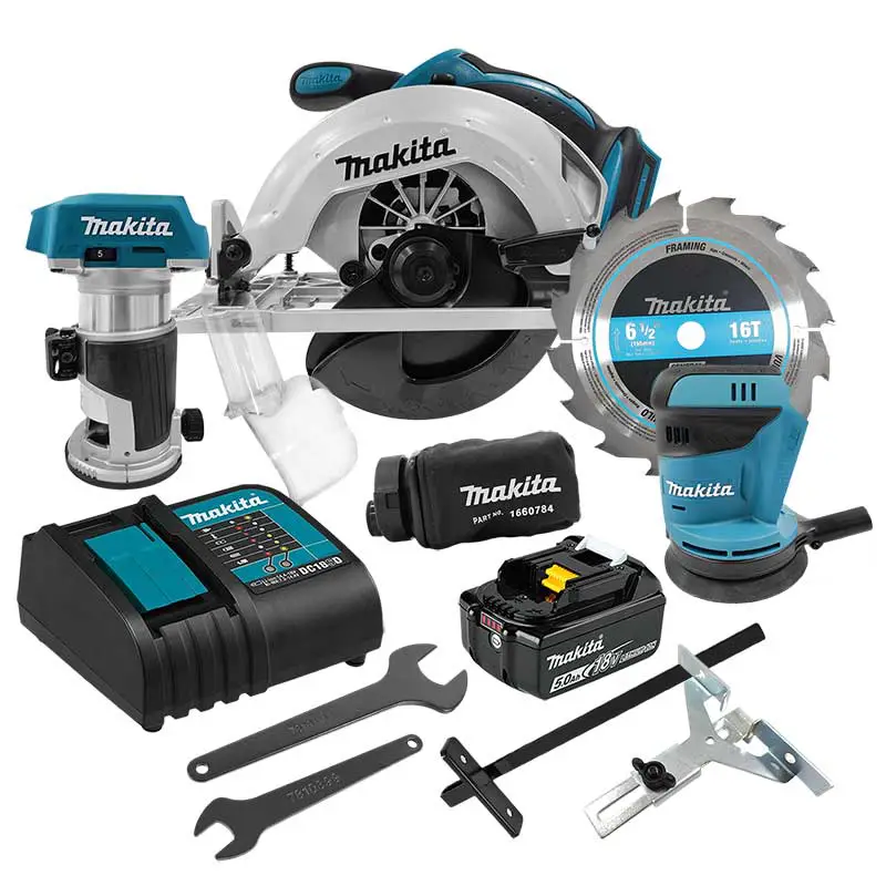 COMBO 18V SIERRA CIRCULAR+ROUTER+LIJADORA+BAT/CARG