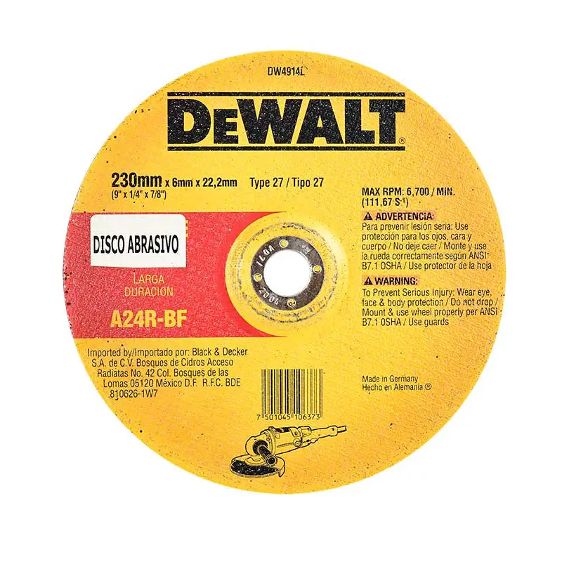 DISCO P/DESBASTE 9" METAL DEWALT