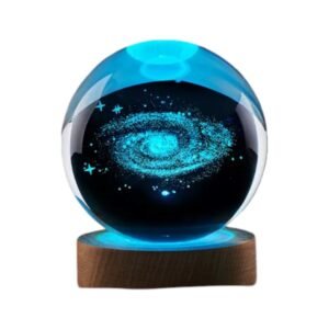 Lámpara de Noche 3D LED Galaxia en Bola de Cristal - Base de Madera Regulable con Luz Colorida