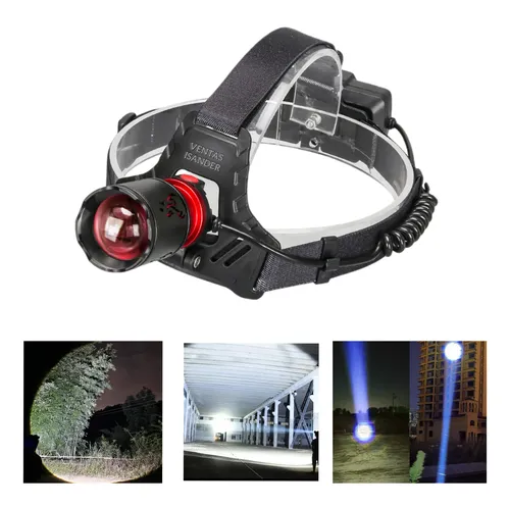 Lámpara De Cabeza 30,000 Lumens - Tecnología LED Laser Avanzada para Actividades Nocturnas que Proporciona Iluminación Ultra Brillante y Manos Libres