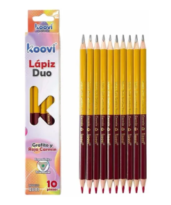 Lapiz Duo Triangular Koovi Carmín-grafito Original