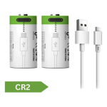 Pilas CR2 USB C 3.7v 300mah - Tecnología de Carga Rápida para Detectores de Humo que Ofrece 1200 Ciclos de Vida y Alta Duración