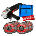 MINIESMERILADORA 4 1/2" 700W+ 10 DISCOS Y MOCHILA
