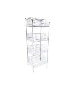 Frutero Exhibidor Jumbo con 4 Canastas - Diseño Blanco - Ideal para Almacenamiento y Exhibición de Frutas y Verduras - Código: FEJ-4C-BL-001