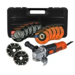 MINIESMERILADORA 4 1/2" 820W CON 12 DISCOS