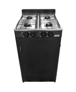 Estufa de Piso Super Flama 20" GABY-CA - 4 Quemadores - Color Negro - Cubierta de Acero Inoxidable para Mayor Durabilidad
