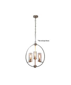 LAMPARA COLGANTE P/3 FOCO E27 60W NIQ-SATI/V.TRANS