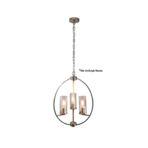LAMPARA COLGANTE P/3 FOCO E27 60W NIQ-SATI/V.TRANS