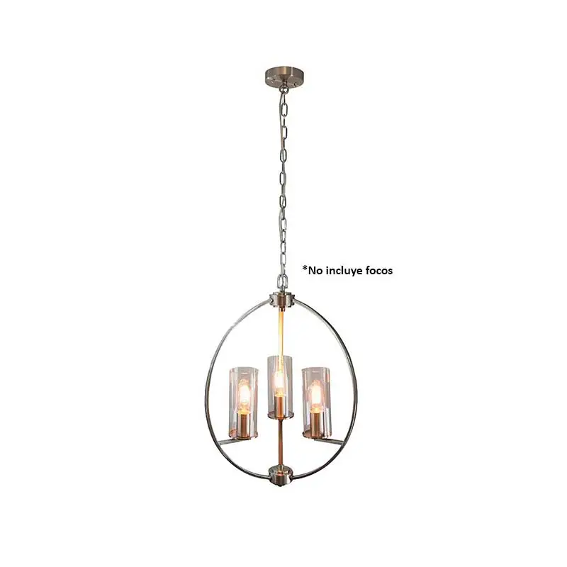 LAMPARA COLGANTE P/3 FOCO E27 60W NIQ-SATI/V.TRANS