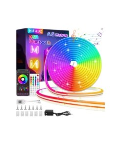 Hifiluz Tira de LED Luz Neon Flex 6.5m Bluetooth RGB IP68 Impermeable, Sincronización de Música - Código: HL-LED65