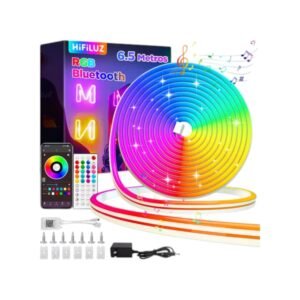 Hifiluz Tira de LED Luz Neon Flex 6.5m Bluetooth RGB IP68 Impermeable, Sincronización de Música - Código: HL-LED65