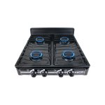 Estufa y Parrilla de Gas Super Flama 4Q - 4 Quemadores de Alto Rendimiento - Color Negro - Potencia y Diseño Moderno para tu Cocina