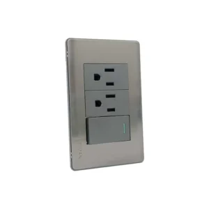 PLACA ARMADA 2 V. CONTACTO+ 1 APAGADOR ACERO INOX