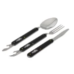 CUBIERTO PLEGABLE 3 PZS 9CM CERRADO NEGRO+FUNDA
