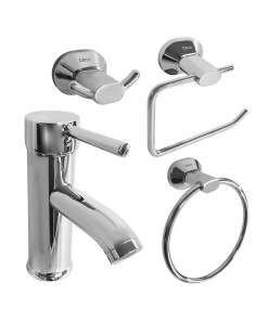 KIT P/BAÑO C/MONOMANDO + TOALLERO,GANCHO,PORTARROL