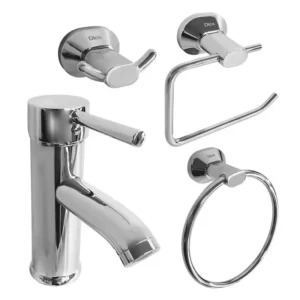 KIT P/BAÑO C/MONOMANDO + TOALLERO,GANCHO,PORTARROL