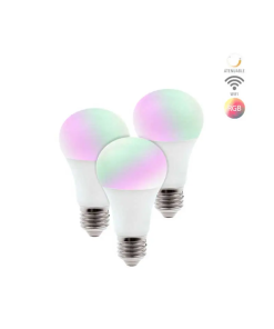 FOCO   8.0W TIPO.A19 LED RGB E27 INTELI.WIFI 3PZS