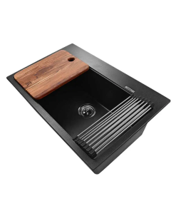 FREGADERO  78 X 51 SOBREPONER 1 TINA NEGRO CUARZO