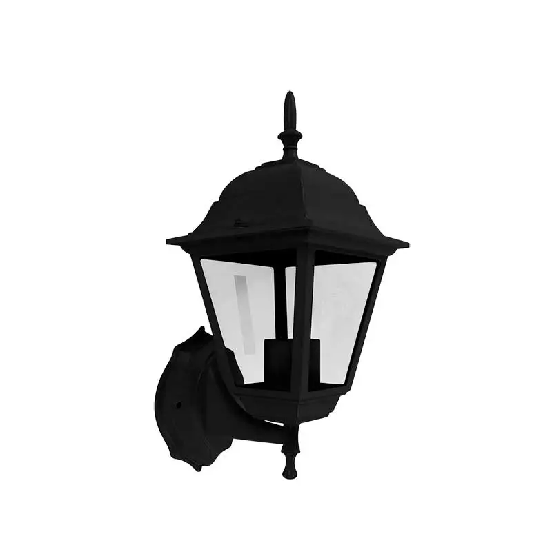 LAMPARA FAROL RUSTICO NEGRO PARED 35CM ALTO