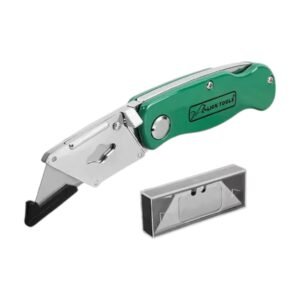 Cutter Plegable Lion Tools 0418 de   Aluminio con 5 Navajas de Repuesto, Clip para Cinturón y Sistema de Cambio   Rápido - Herramienta Ligera y Resistente para Uso Profesional
