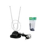 Antena de TV Interior Lion Tools 6829 con Base de Conejo y Cable Coaxial para Recepción VHF/UHF - 1 Metro de Alcance
