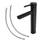 MONOMANDO P/LAVABO 4" CUELLO ALTO NEGRO GENFLUX
