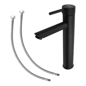 MONOMANDO P/LAVABO 4" CUELLO ALTO NEGRO GENFLUX