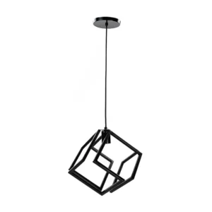 LUMINARIO COLGANTE CUBO ASIMÉTRICO METAL NEG