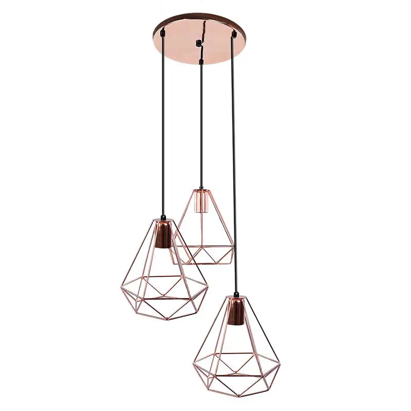 LUMINARIO TIPO DIAMANTE TRIPLE EN ACERO COBRE
