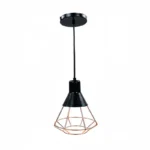 LUMINARIO TIPO CAMPANA NEGRO Y REJILLA COBRE