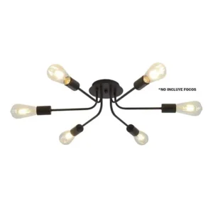 LUMINARIO PLAFÓN METAL NEGRO 6 FOCOS CIRCULAR