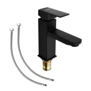 MONOMANDO P/LAVABO 4" CUELLO CORTO NEGRO GENFLUX