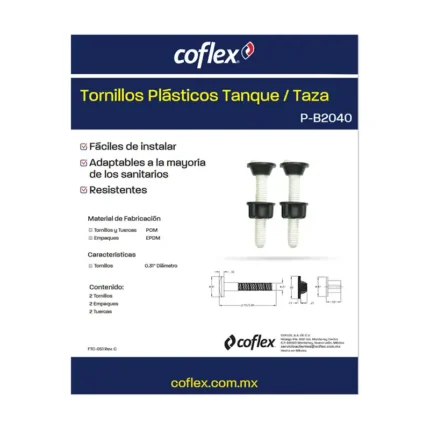 TORNILLOS PLASTICO P/TANQUE/TAZA