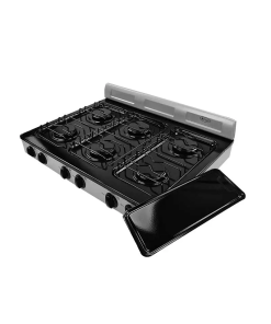 PARRILLA DE GAS 6 QUEM PORCELANIZADA NEGRO/GRIS