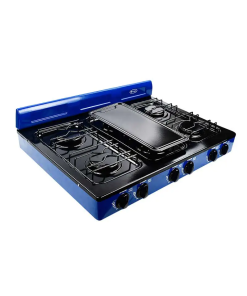 PARRILLA DE GAS 6 QUEM PORCELANIZADA NEGRO/AZUL