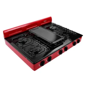 PARRILLA DE GAS 6 QUEM PORCELANIZADA NEGRO/ROJO