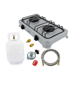 PARRILLA DE GAS 2 QUEM PORCEL GRIS + KIT DE INSTAL